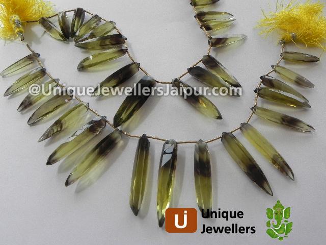 Bi Lemon Quartz Faceted Ladyfinger Beads